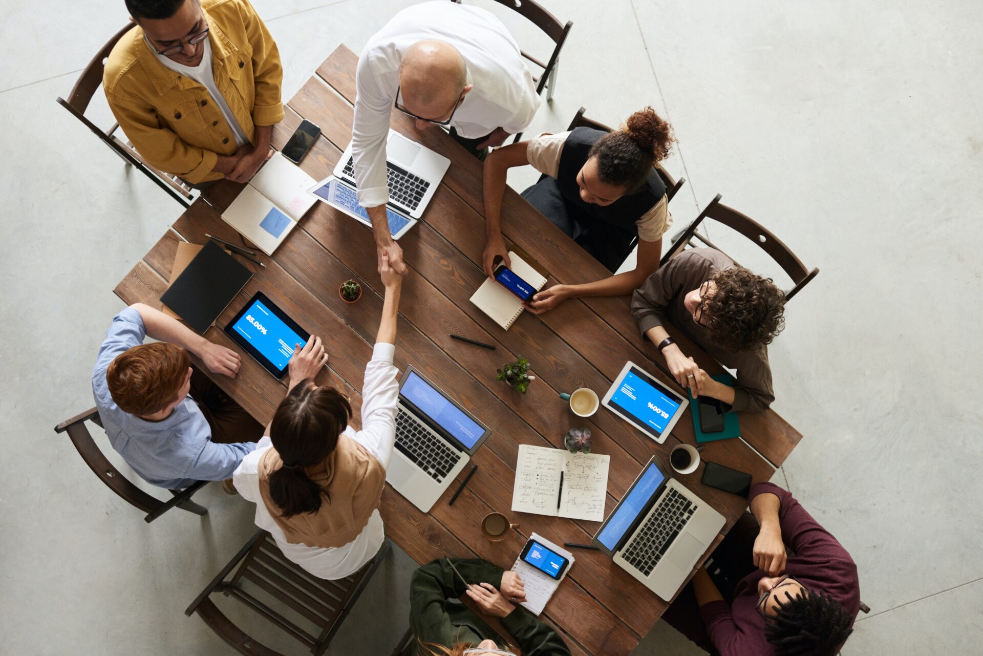 A group of people having a business meeting